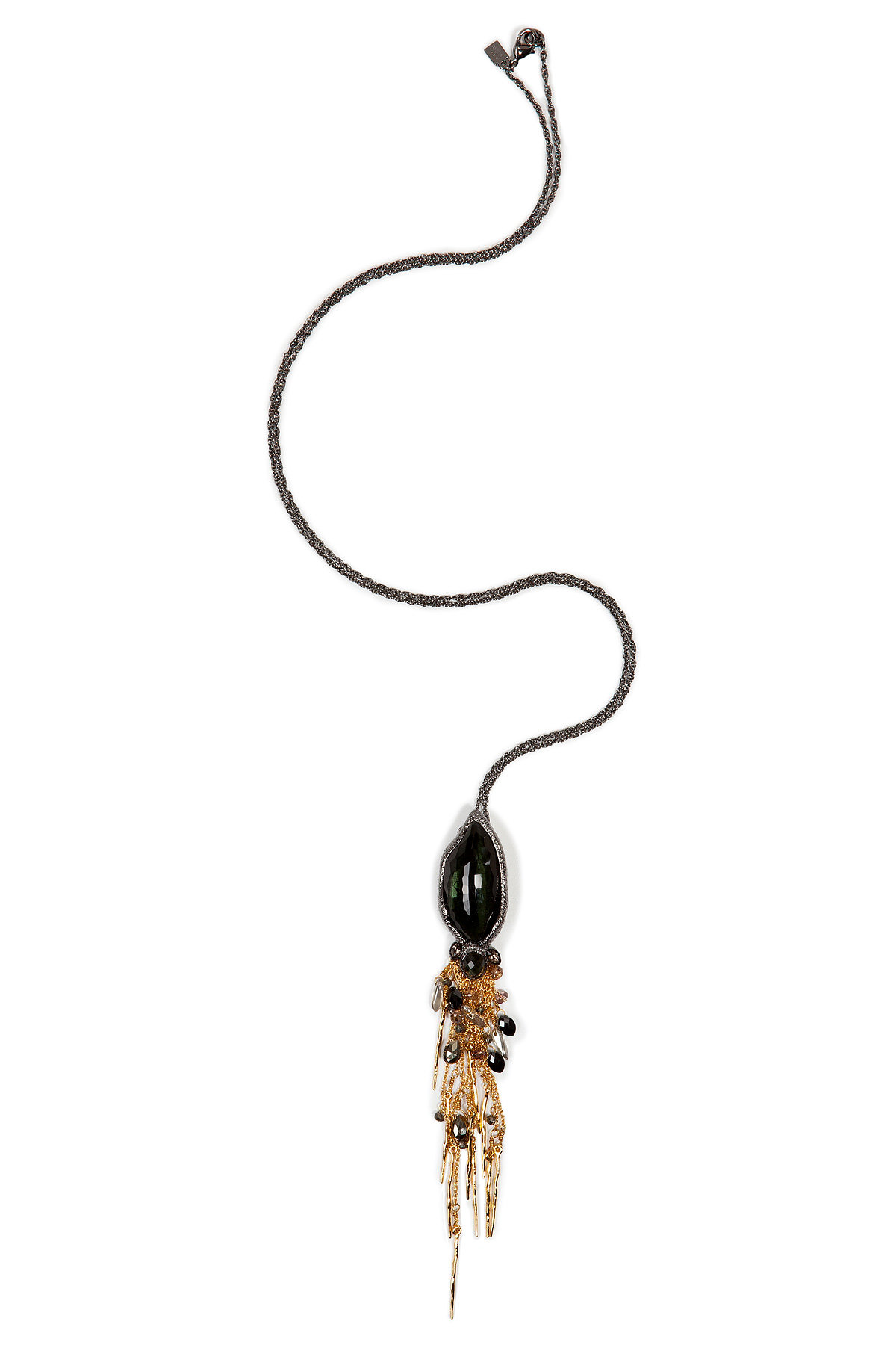 Ruthenium with Gold-Toned Tassel Pendant Necklace by Alexis Bittar