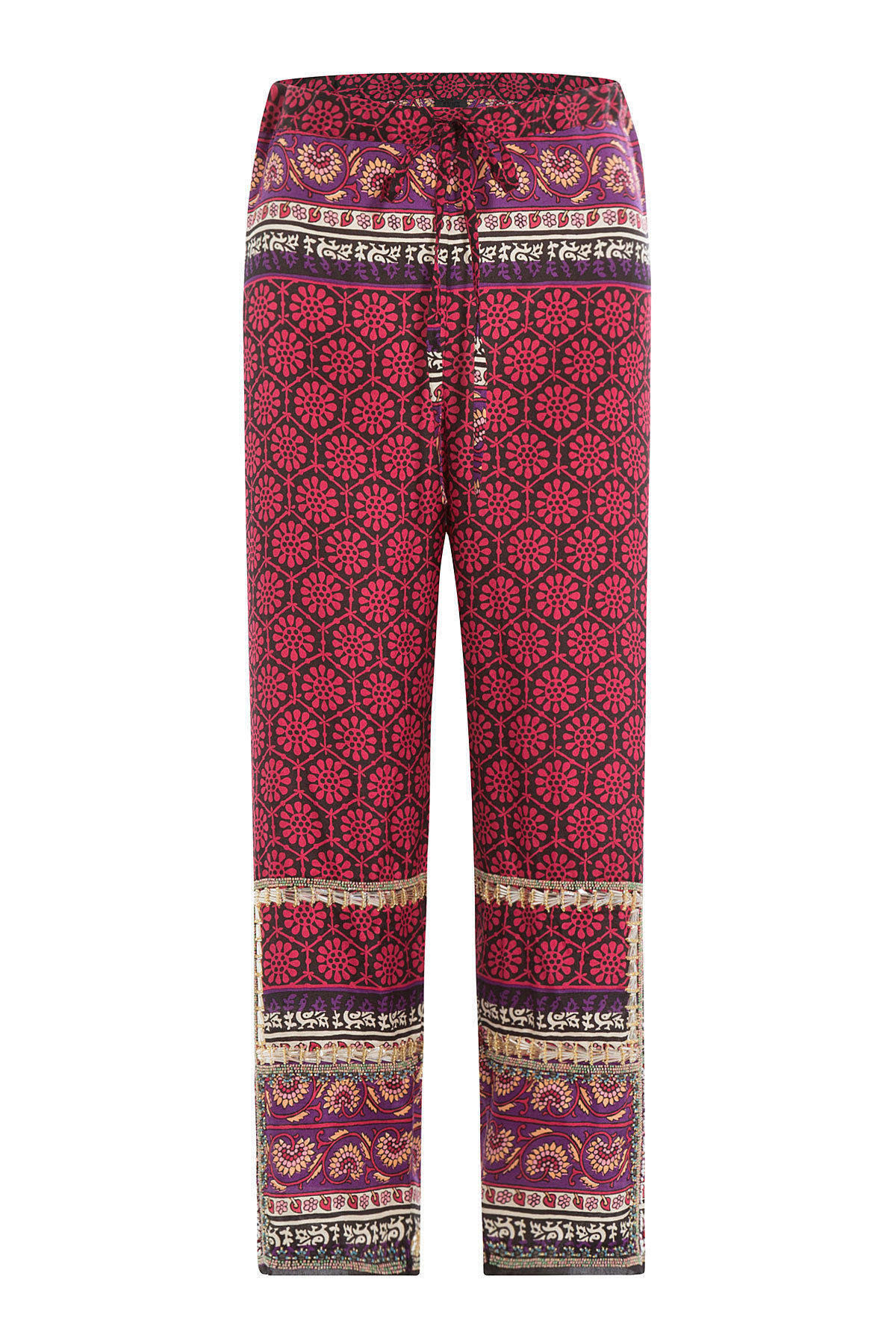 Silk-Cotton Woodblock Mixed Print Pants by Anna Sui