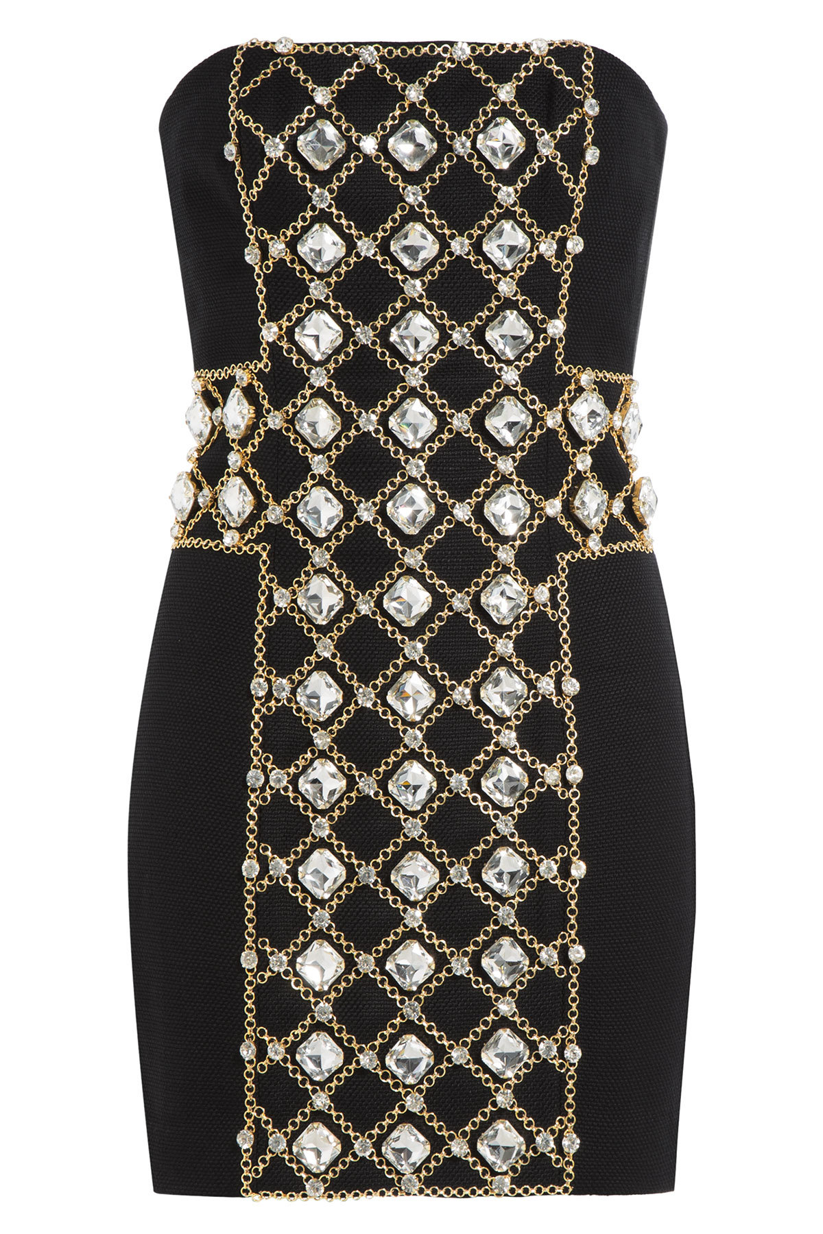 Jewel Embellished Strapless Dress by Balmain