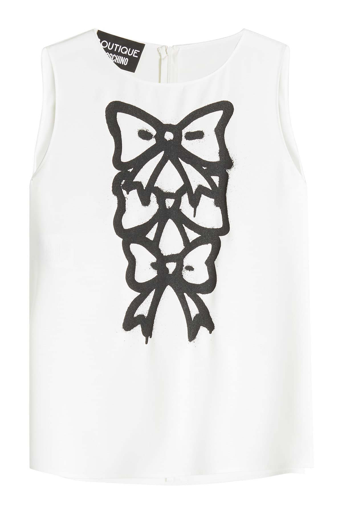 Boutique Moschino - Bow Printed Sleeveless Blouse