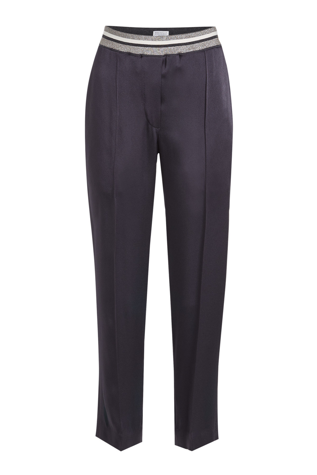 Brunello Cucinelli - Satin Pants with Metallic Waistband