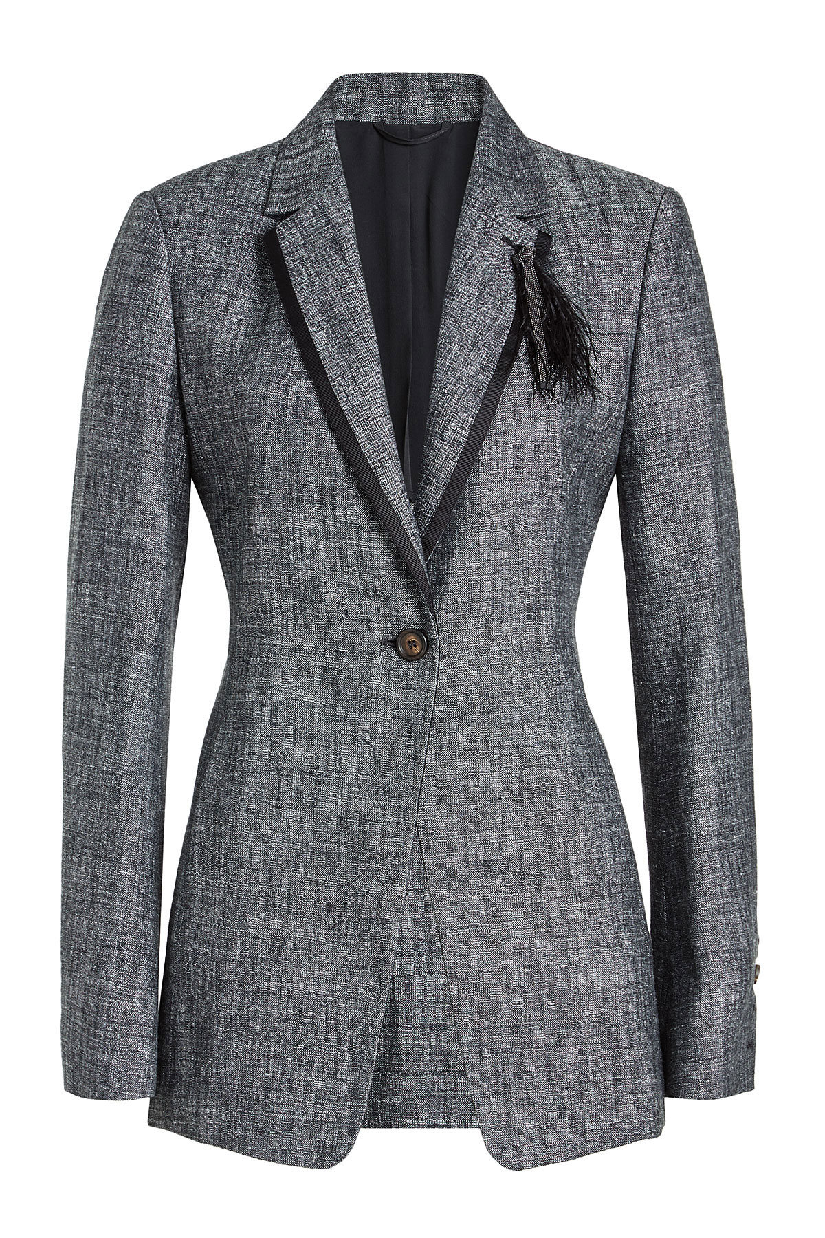 Brunello Cucinelli - Tweed Blazer with Silk, Linen and Feathers