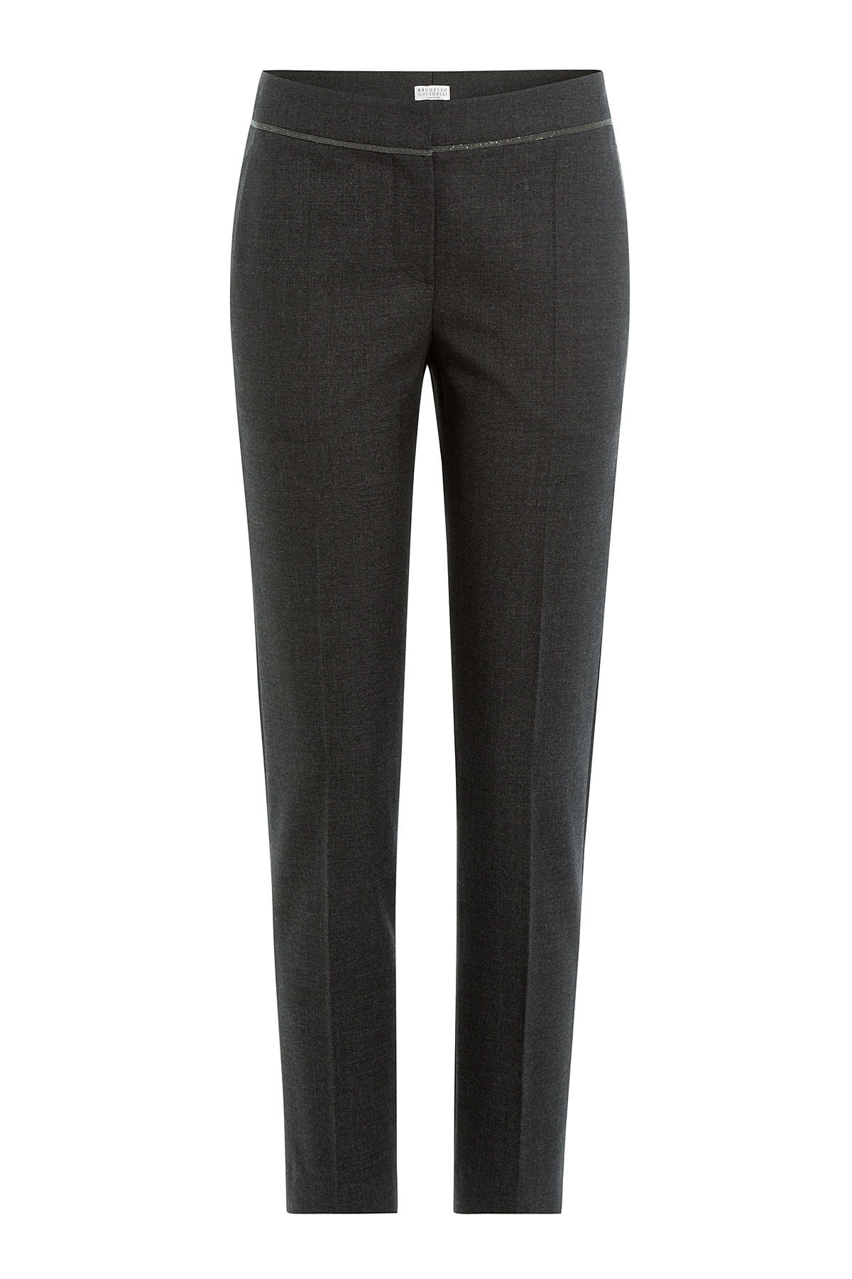 Wool-Cotton Blend Pants with Embellishment by Brunello Cucinelli