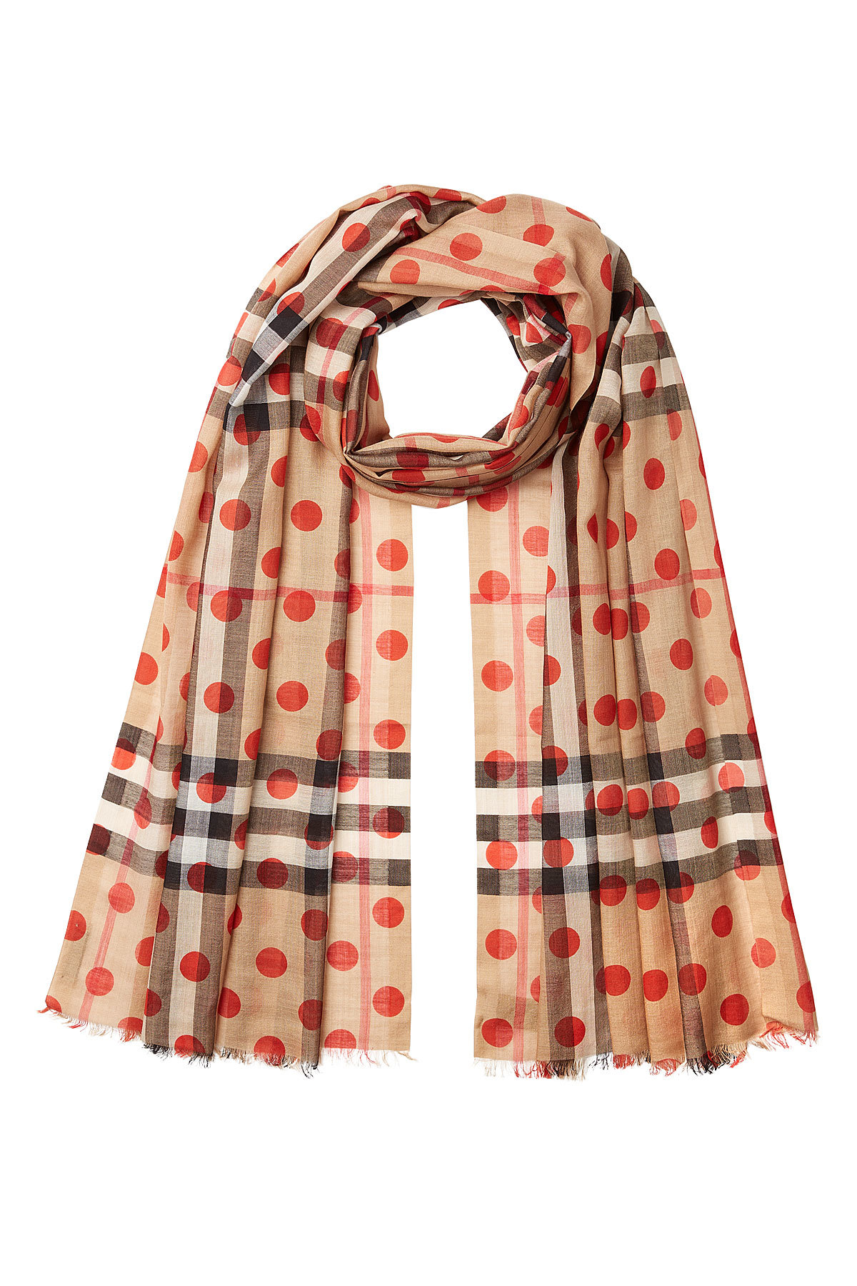 Burberry - Printed Check Scarf in Mulberry Silk and Wool