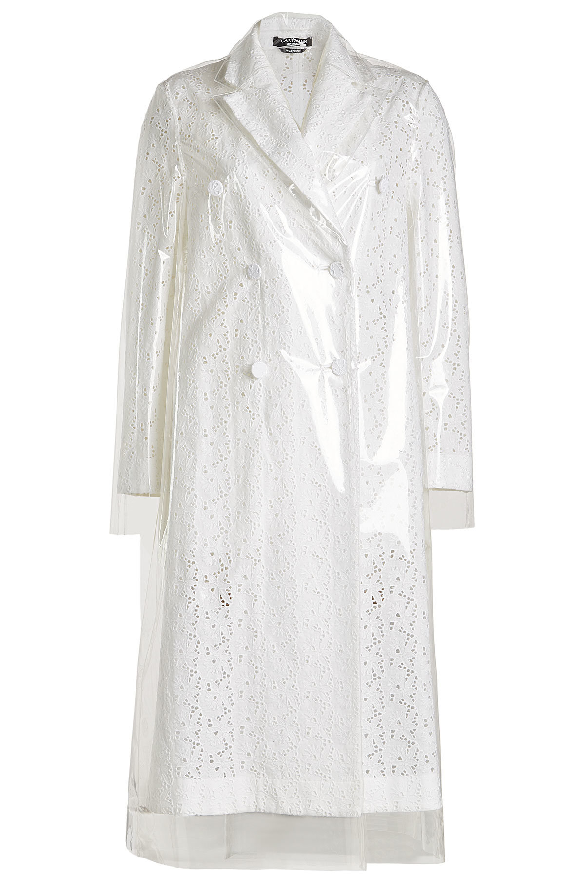 Cotton and Linen Trench Coat with Detachable Transparent Overlay by CALVIN KLEIN 205W39NYC