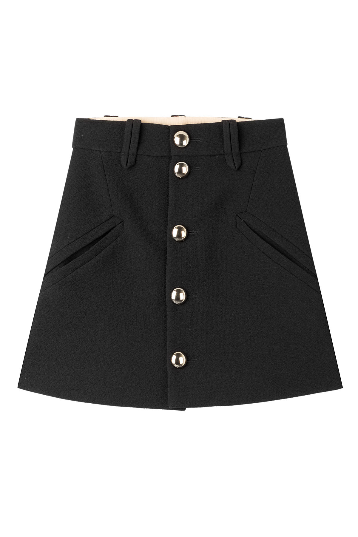 Chloe - Button Front Wool Mini Skirt