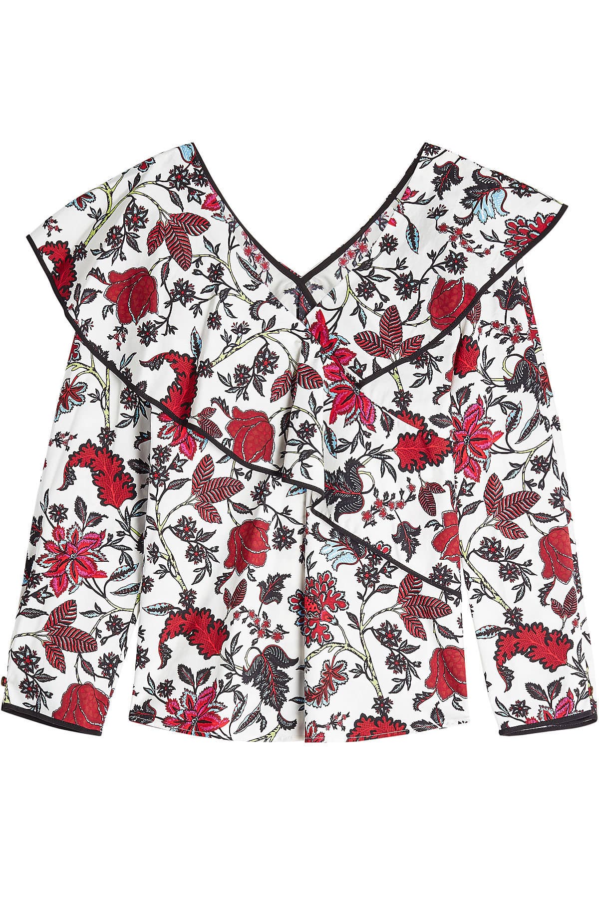 Diane von Furstenberg - Printed Ruffle Blouse with Cotton