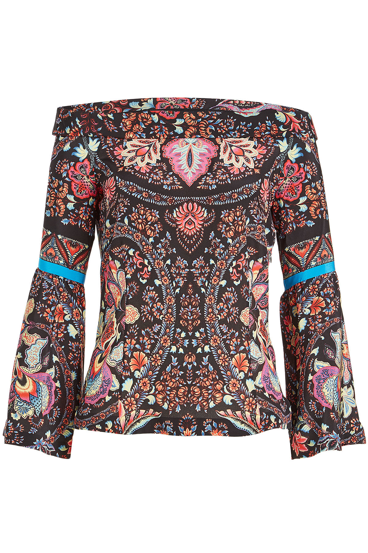 Etro - Off-Shoulder Printed Silk Blouse