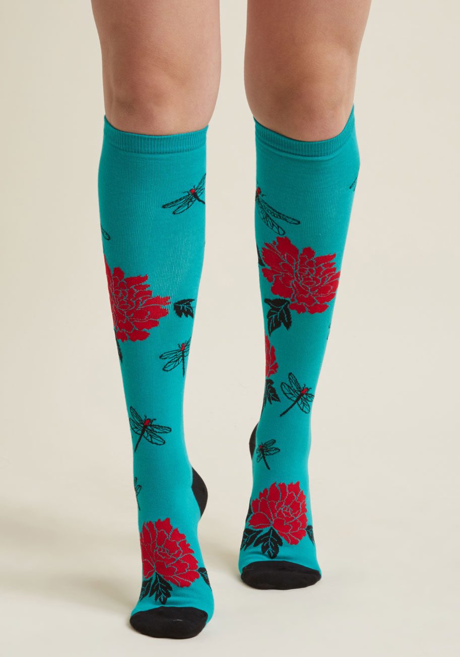 F0294 - Your request for fun and feminine socks have been answered by this aqua pair! Capped at the toes