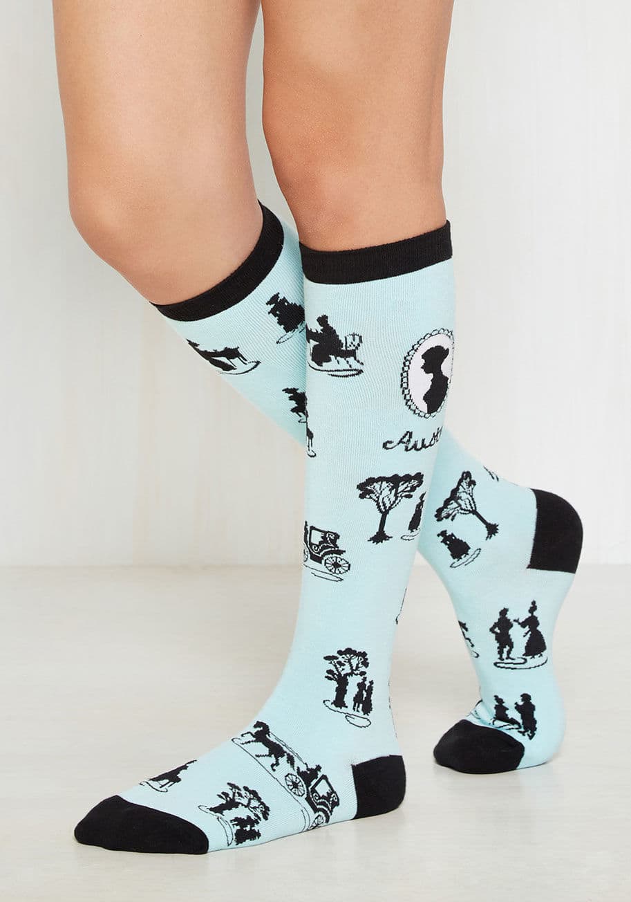 F0327 - If you love to flaunt these sky blue socks on the reg, we deeply appreciate your literature pride - without prejudice! A romantic print of silhouettes