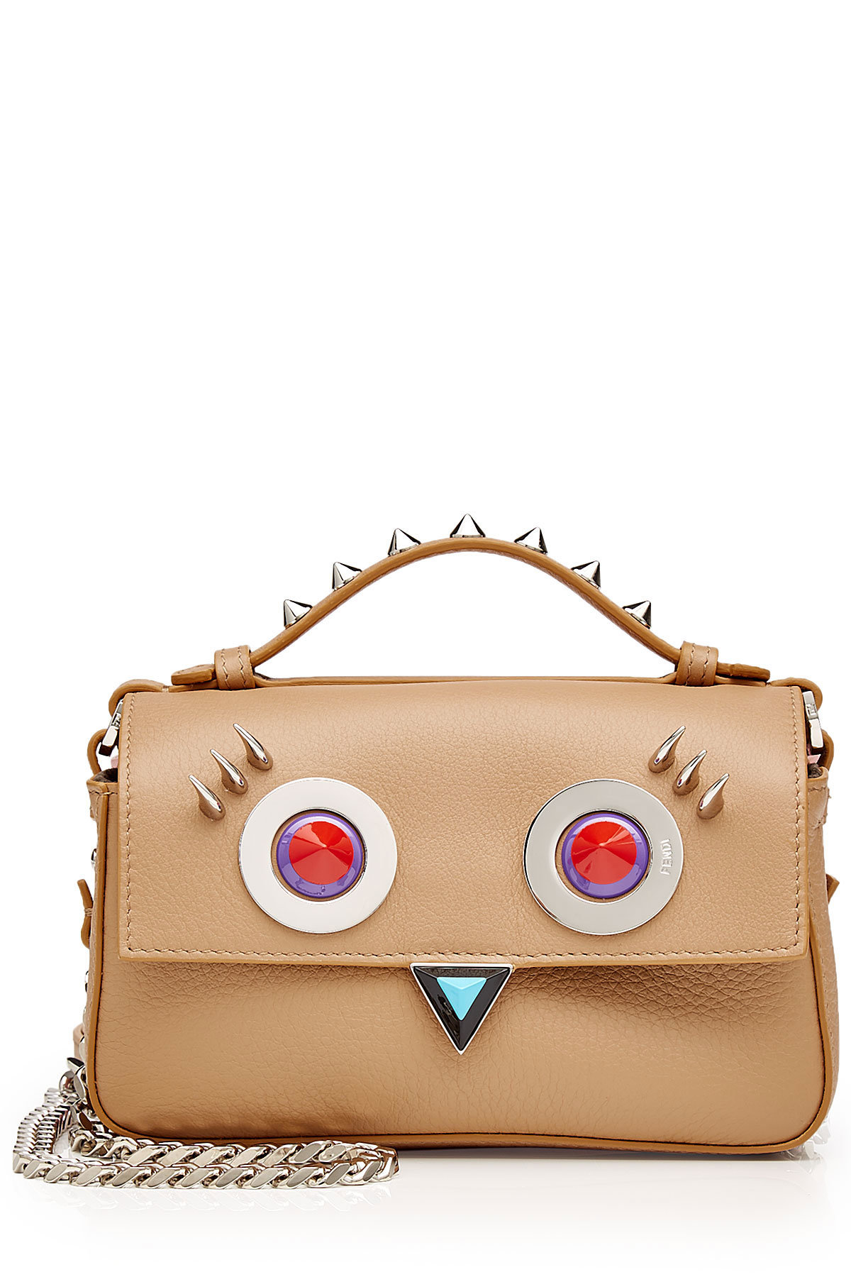 Fendi - Double Baguette Embellished Leather Shoulder Bag