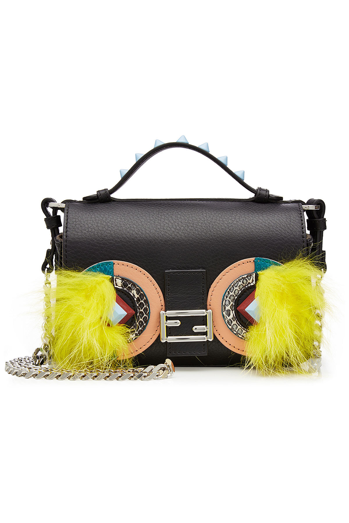 Embellished Leather Double Baguette Shoulder Bag by Fendi