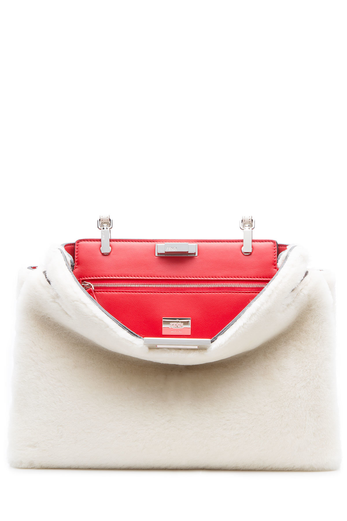 Peek-A-Boo Leather and Shearling Tote by Fendi