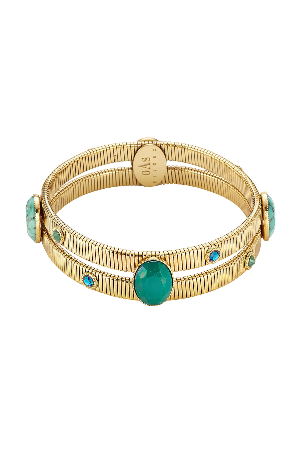 Gas Bijoux - 24kt Gold-Plated Bangle with Glass Cabochons