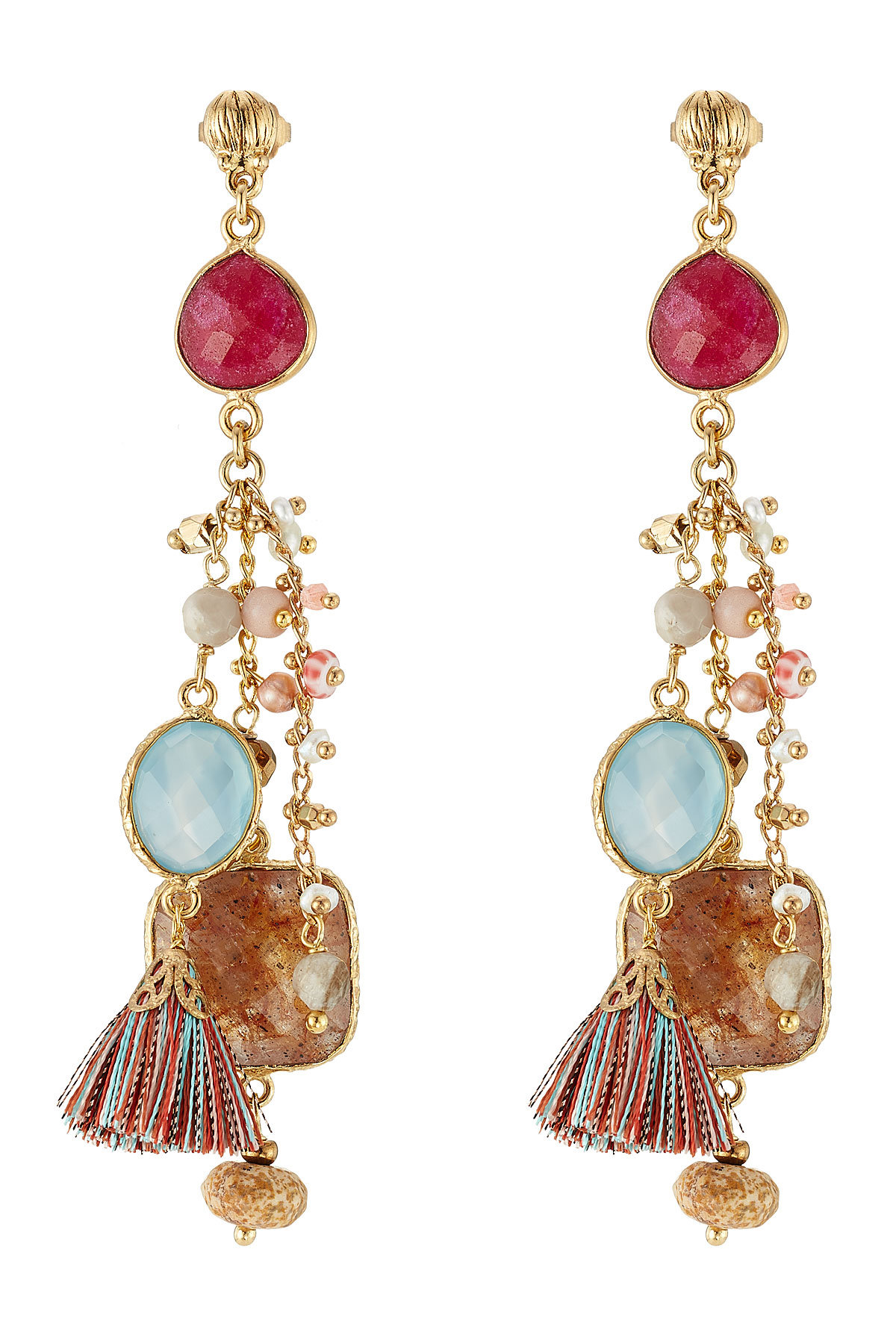 Gas Bijoux - 24kt Gold-Plated Chandelier Earrings with Quartz