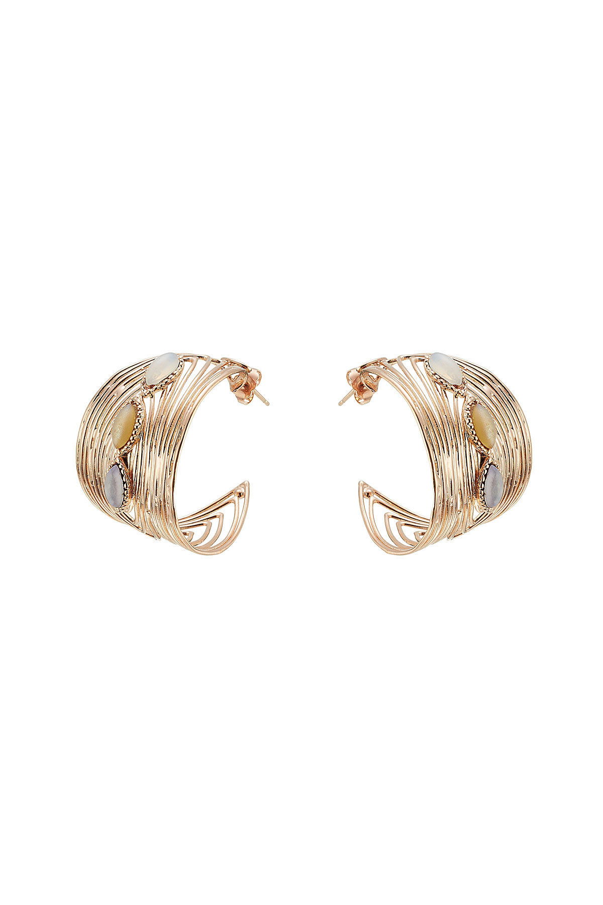 Gas Bijoux - Creole Wave 24kt Gold-Plated Earrings with Glass Beads