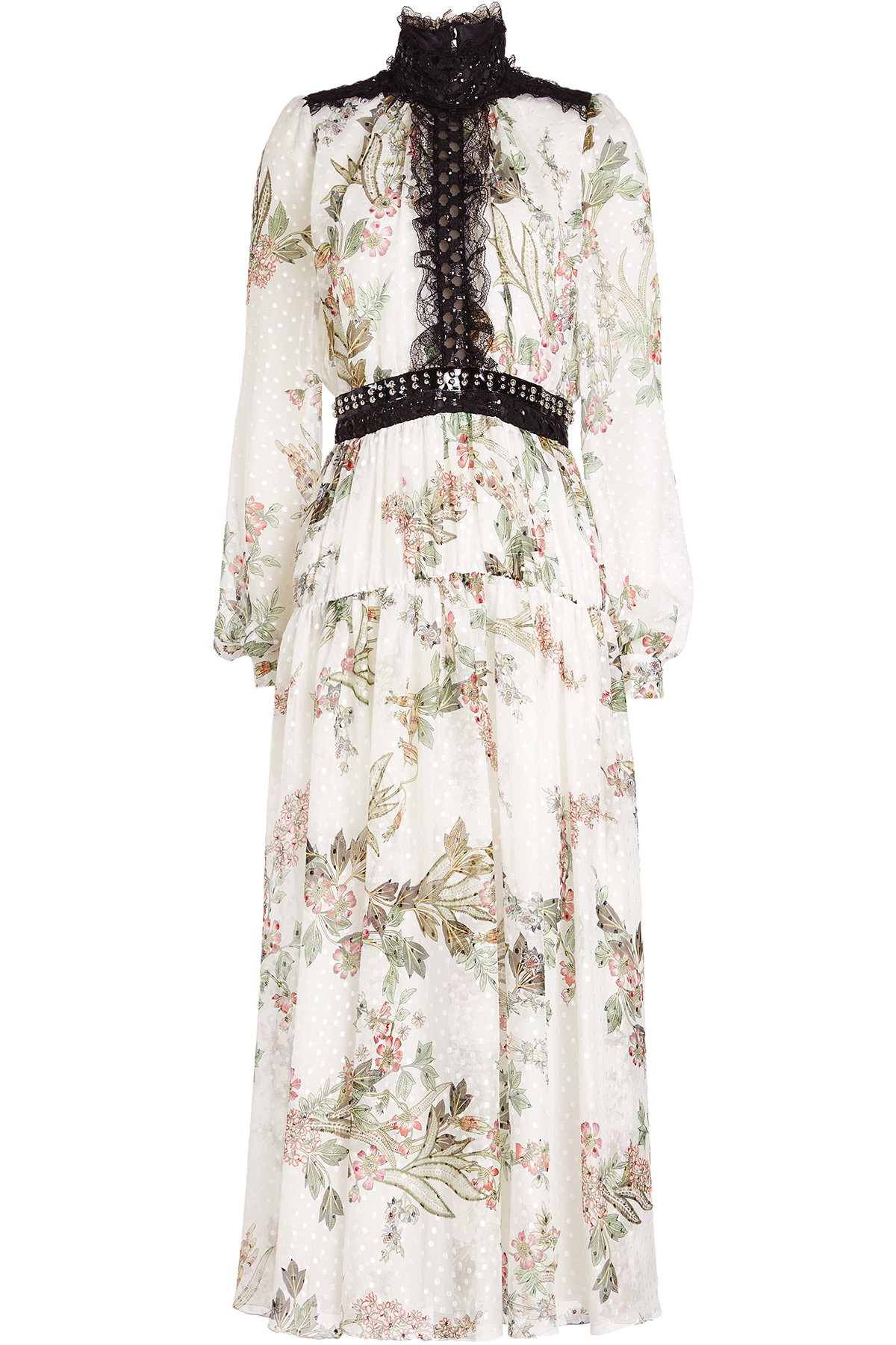 Giambattista Valli - Printed Silk Floor-Length Gown with Embellishment and Lace