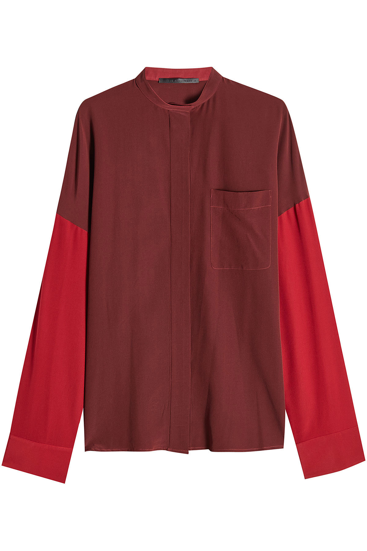 Oversized Two-Tone Silk Blouse by Haider Ackermann