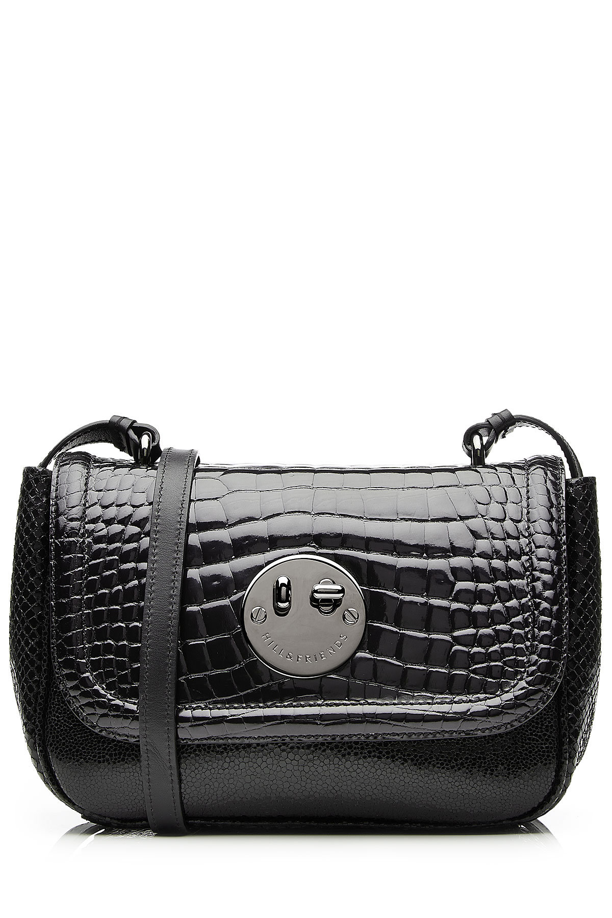 Hill & Friends - Happy Mini Embossed Patent Leather Shoulder Bag