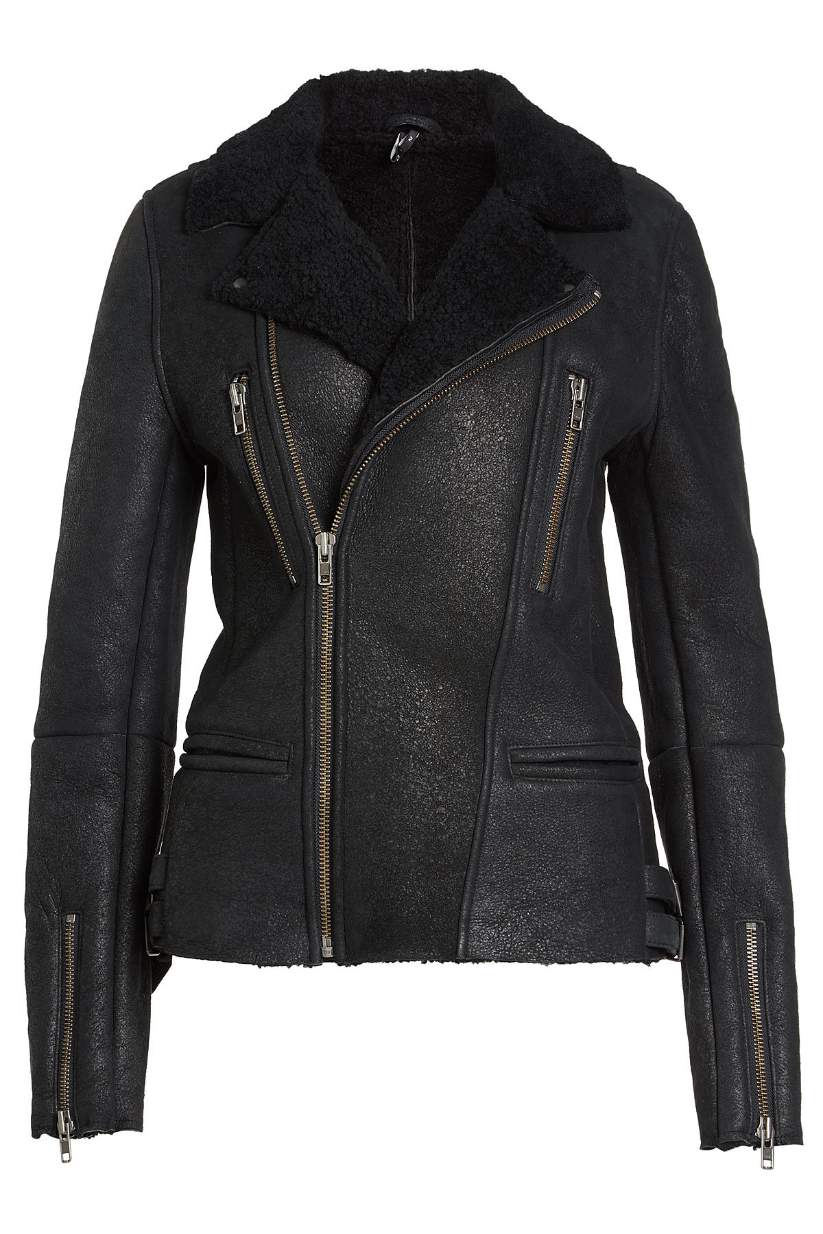 Black Shearling Biker Jacket by Iro