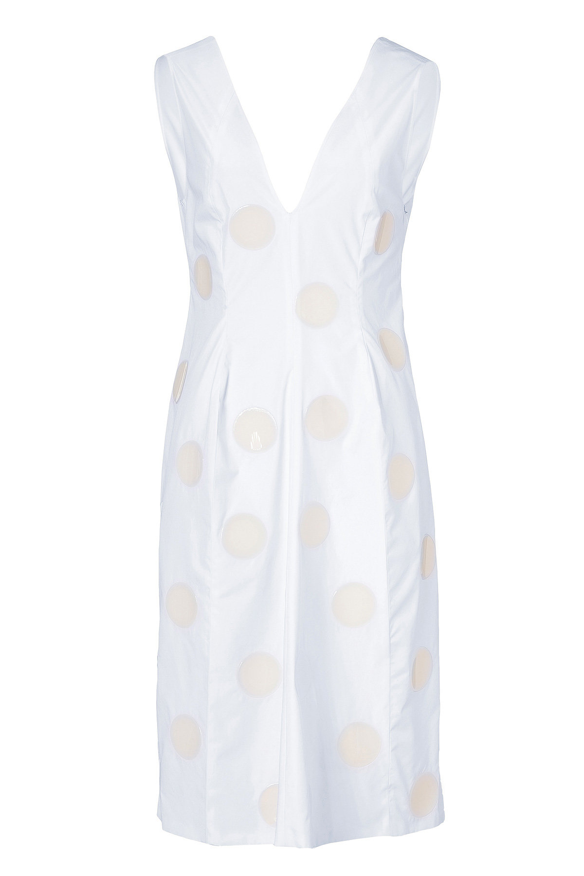 White Stretch Cotton Dress with Dot Appliqué by Jil Sander