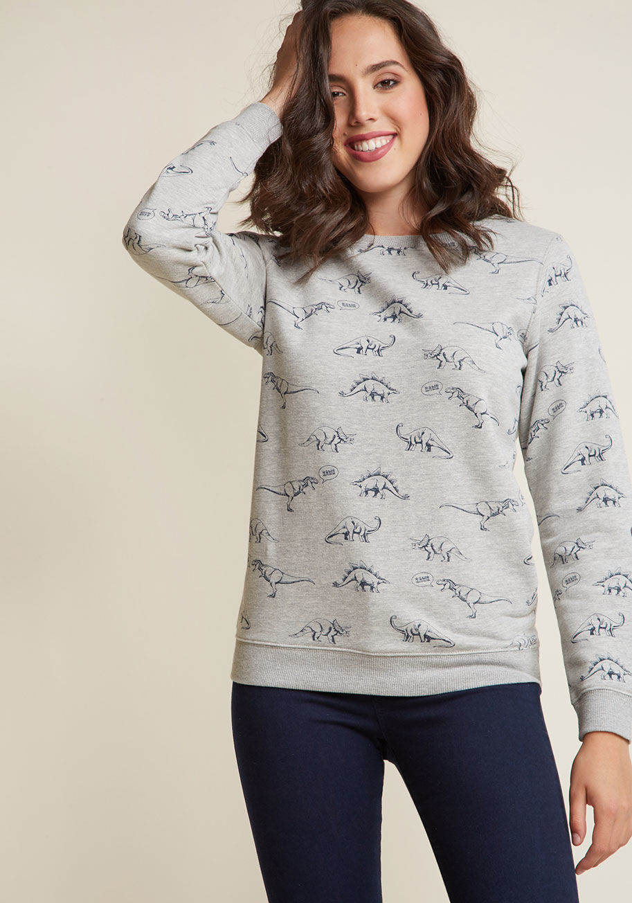 K0023 - Other fashionistas can easily spot the bliss you exude while sporting this grey pullover - it's a feeling like no other! This Sugarhill Boutique sweatshirt prompts pleasant moods from both the wearer and observers thanks to its fleecy interior and navy di