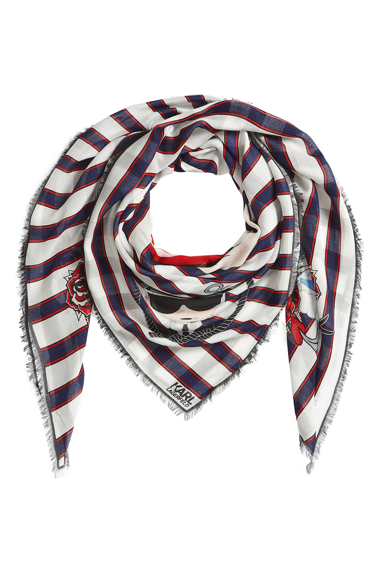 Karl Lagerfeld - Captain Karl Striped Scarf with Silk