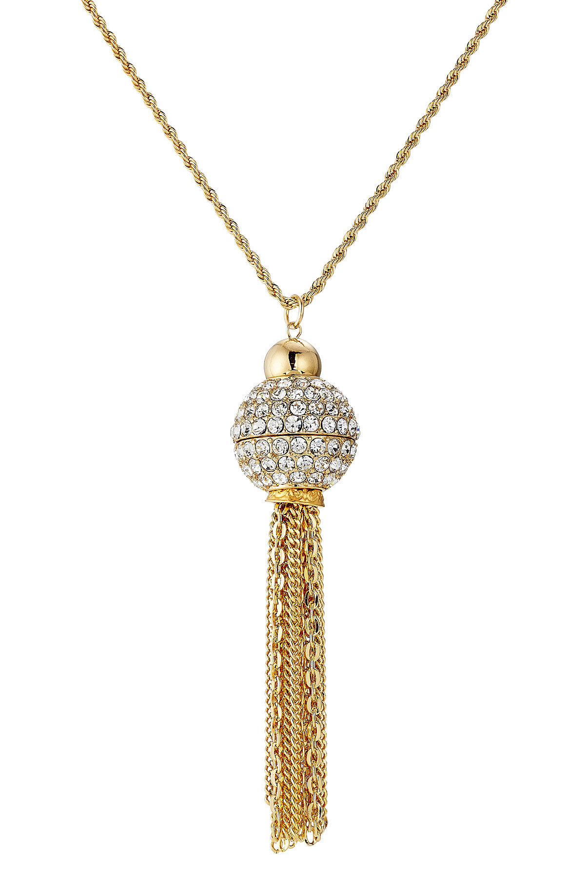 Kenneth Jay Lane - Jeweled Necklace with Chain Tassel