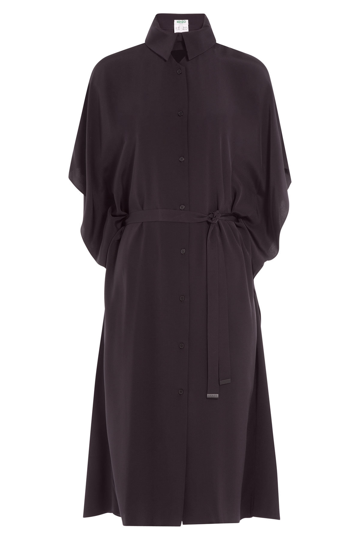 Draped Silk Shirt Dress by Kenzo