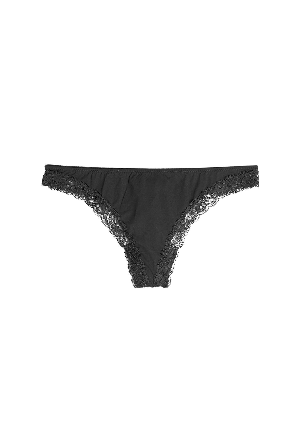 La Perla - Silk Blend Thong with Lace Trim