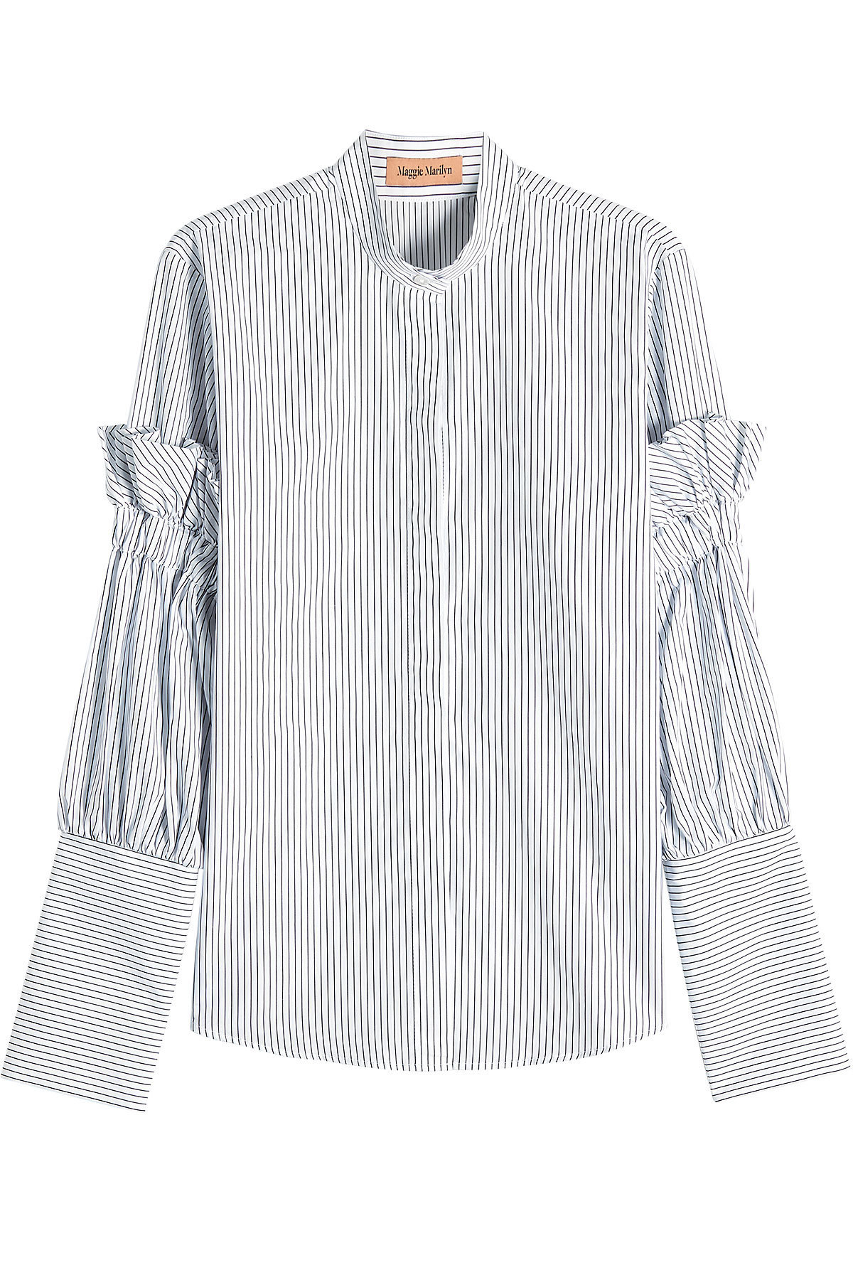 Striped Cotton Shirt with Statement Cuffs by Maggie Marilyn