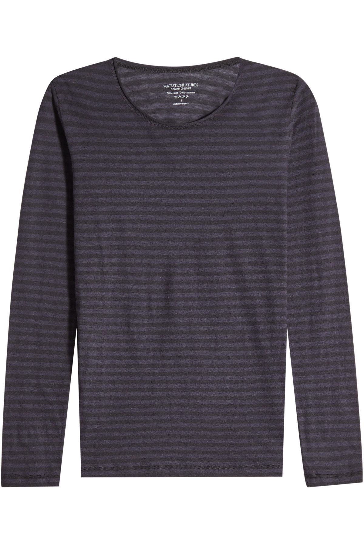 Majestic - Striped Top with Cotton and Cashmere