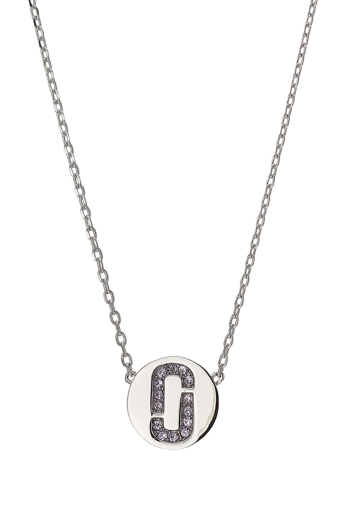 Marc Jacobs - Silver Necklace With Rhinestone Logo Pendant