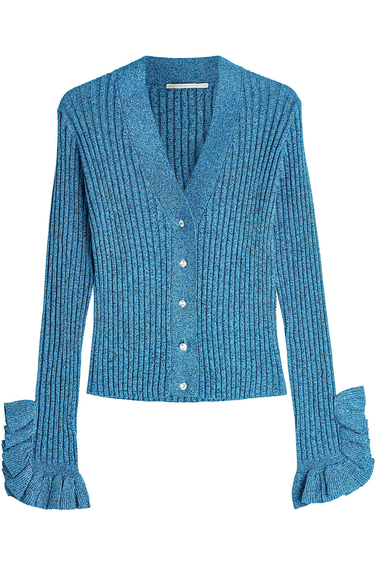 Marco de Vincenzo - Knit Cardigan with Metallic Thread and Ruffles