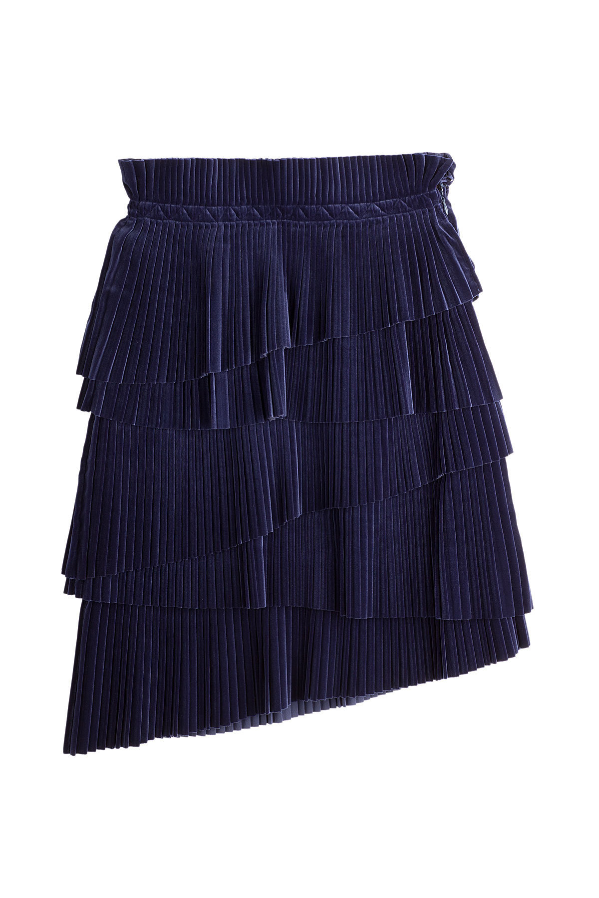 Marco de Vincenzo - Pleated Velvet Skirt with Asymmetric Hemline