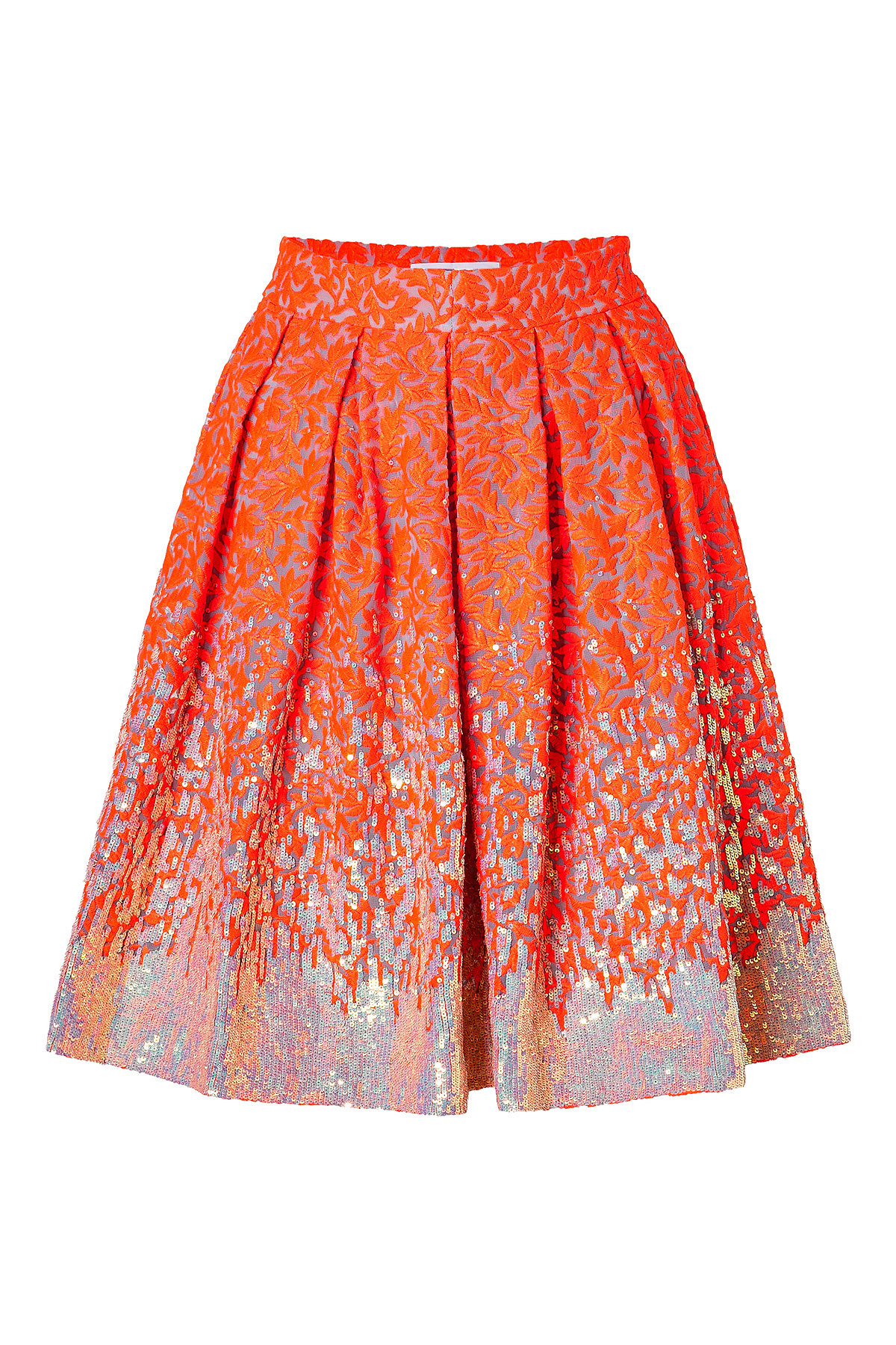 Matthew Williamson - Sequined Brocade Skirt in Fluro Orange