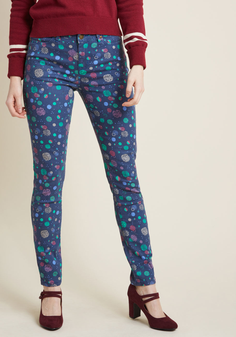 MCB1319A - You're certain to captivate and charm each time you flaunt these navy pants! Part of our ModCloth namesake label, this straight-legged pair features a lively dotted print