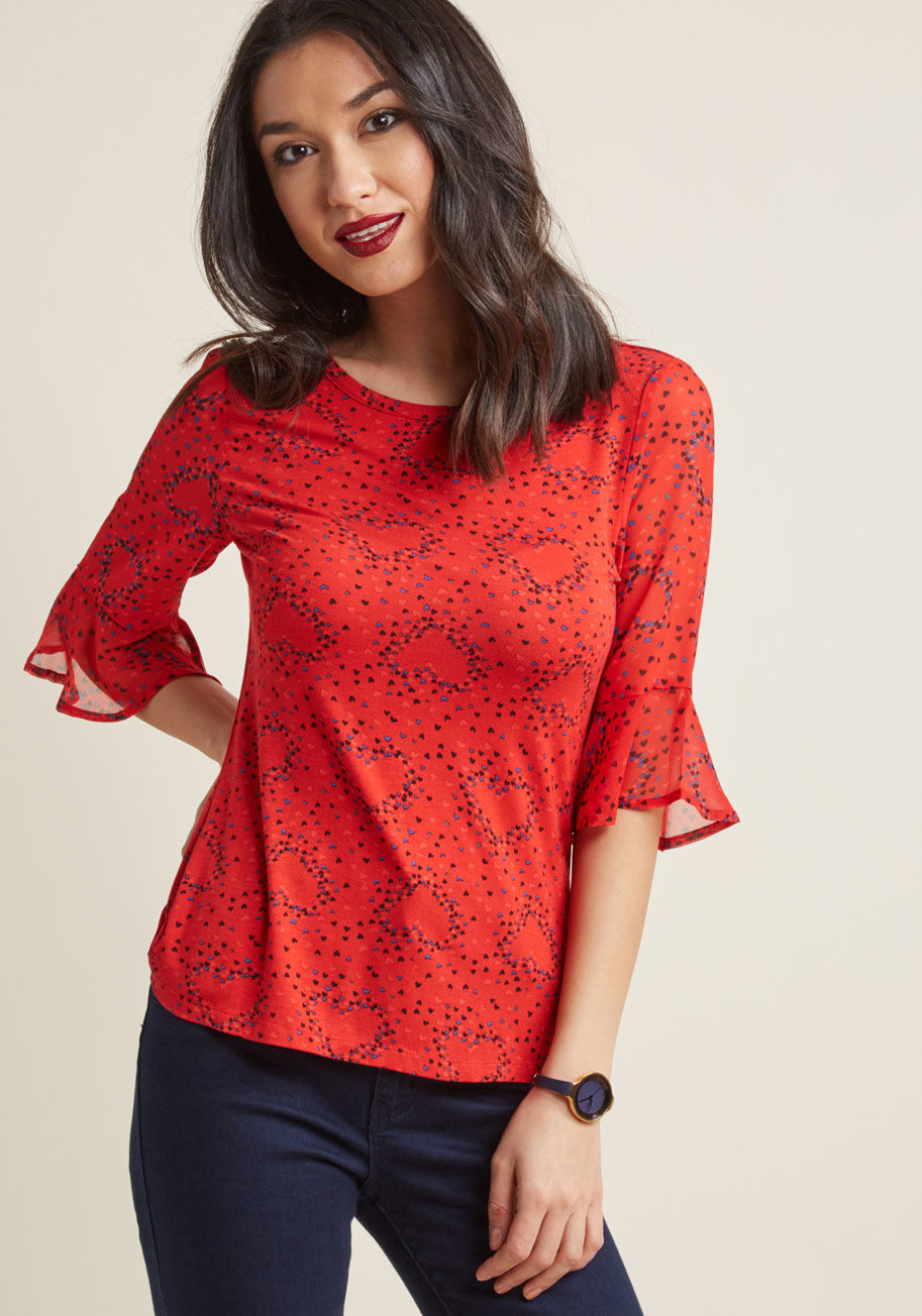 MCT1520A - This romantic red blouse is Juliet-approved! Go boldly