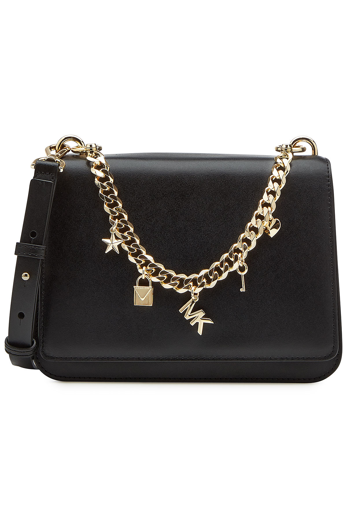 MICHAEL Michael Kors - Leather Shoulder Bag with Embellished Chain