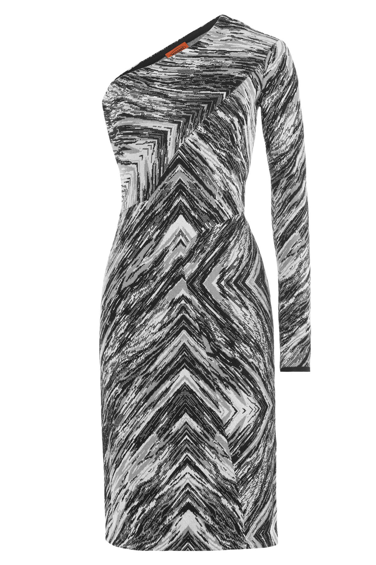 Zigzag Print Wool One-Shoulder Dress by Missoni