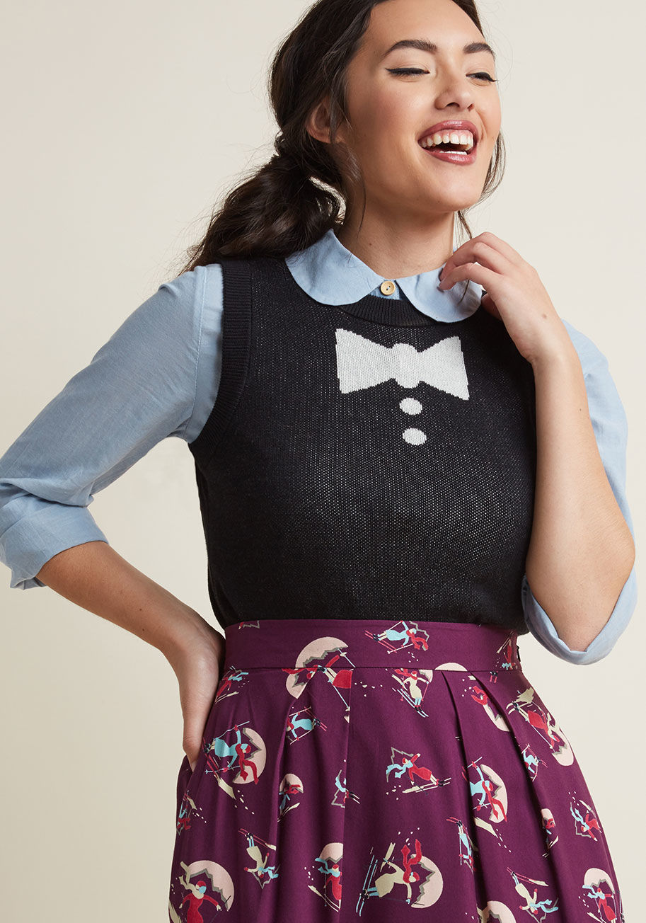 ModCloth - Bow Tie 'n' Buttons Knit Vest