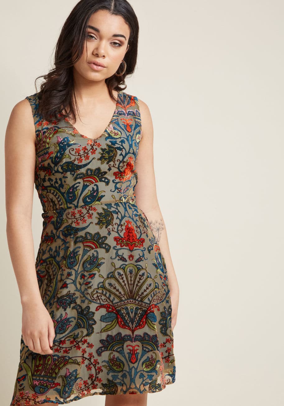 ModCloth - Burnout Velvet A-Line Dress