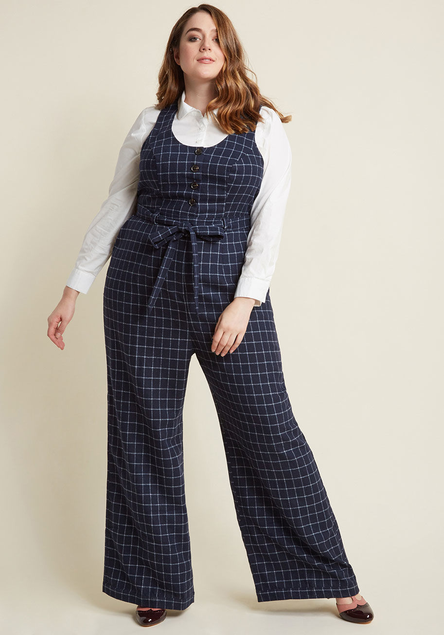 ModCloth - Buttoned Tailored Wide-Leg Jumpsuit