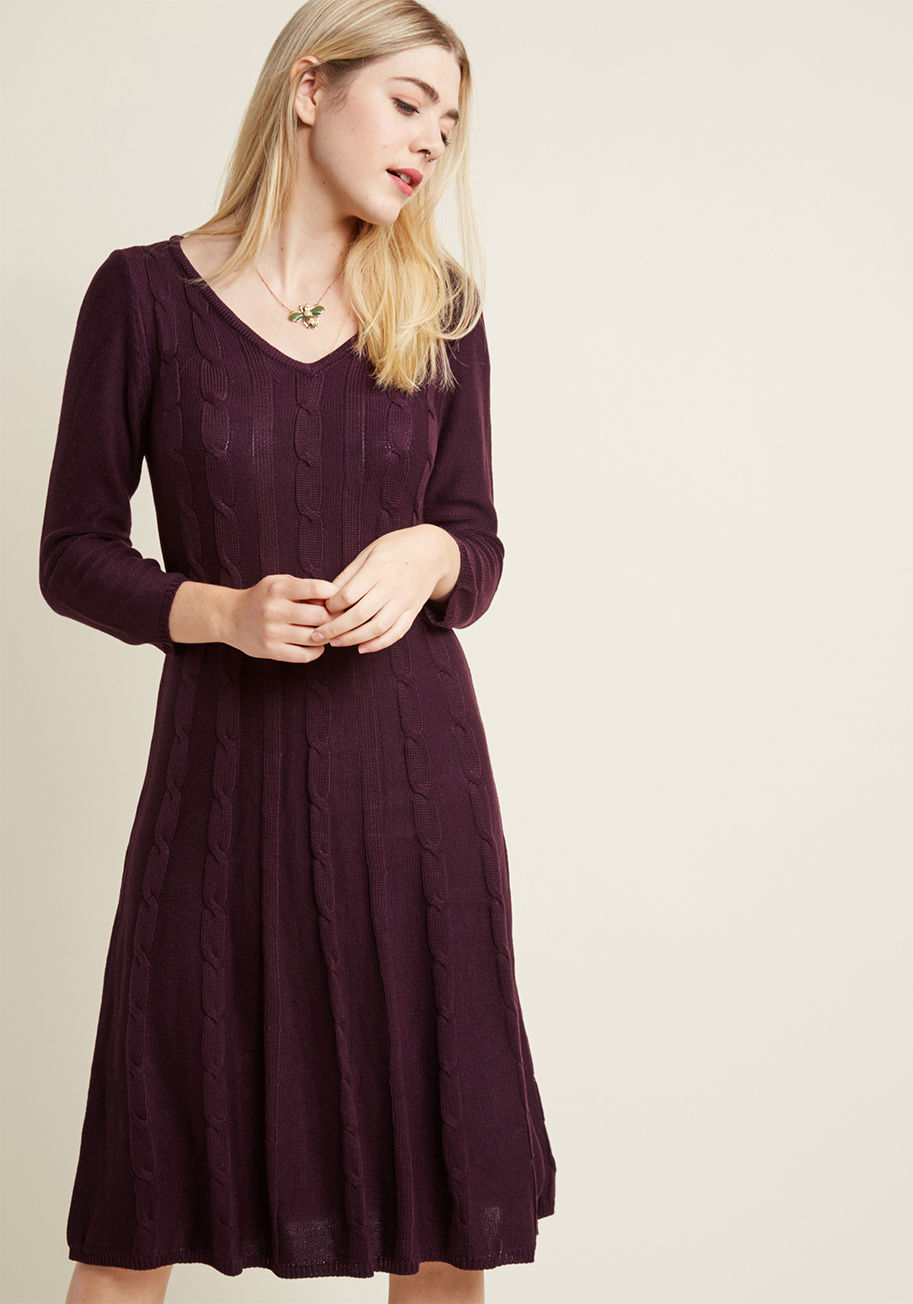 ModCloth - Cable Knit Charmer Midi Sweater Dress