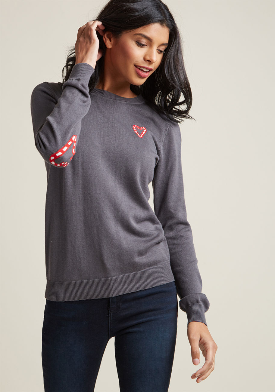 ModCloth - Candy Cane Hearts Knit Sweater