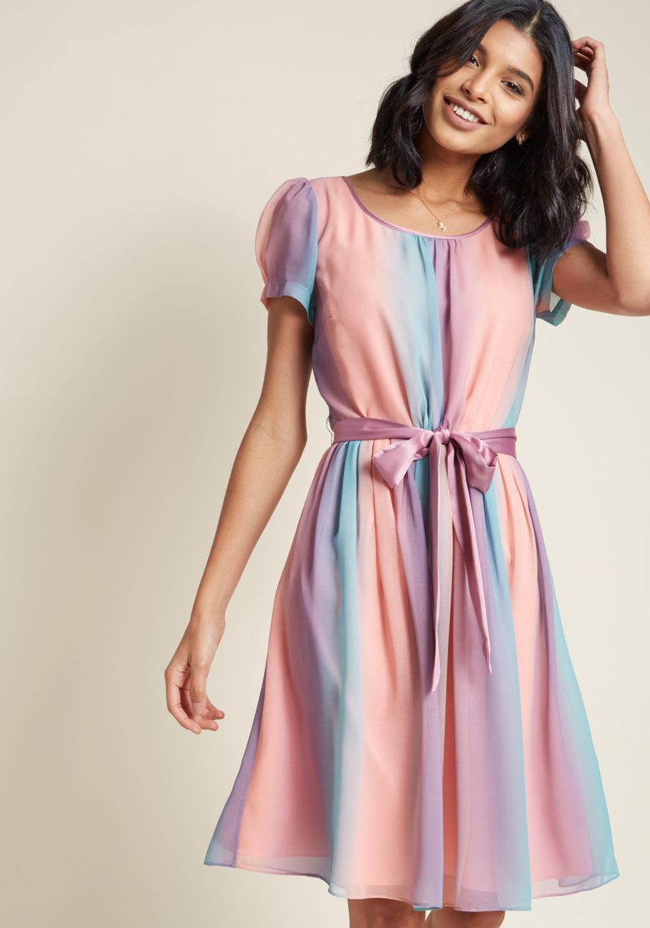 ModCloth - Chiffon A-Line Dress with Short Sleeves