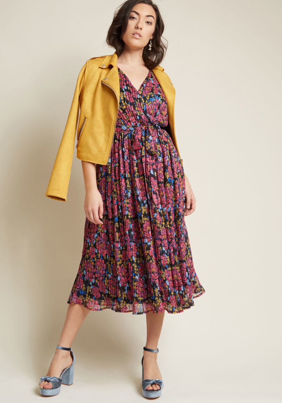 ModCloth - Chiffon Midi Dress with All-Over Pleats