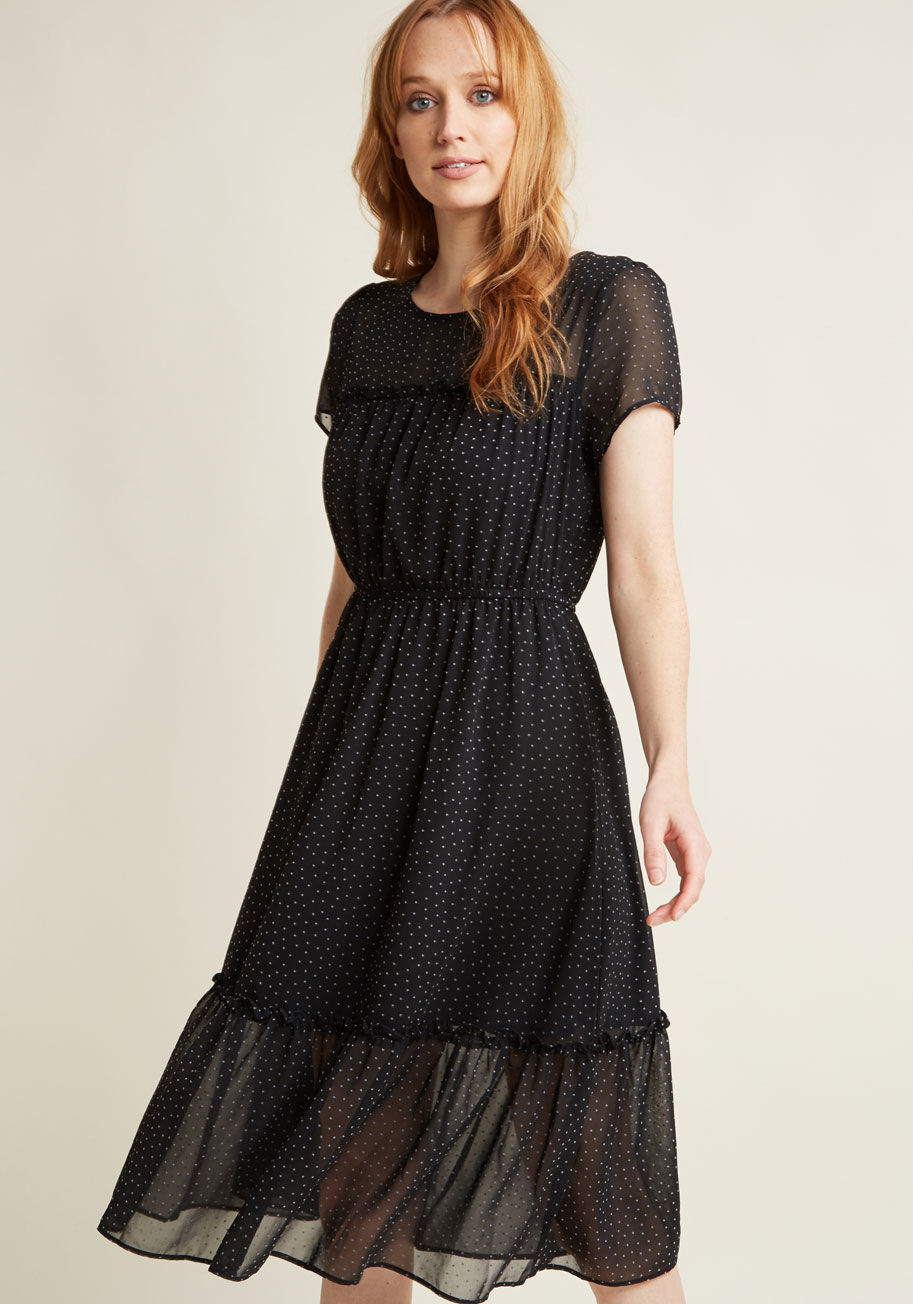 ModCloth - Clip Dot Devotion Short Sleeve Midi Dress