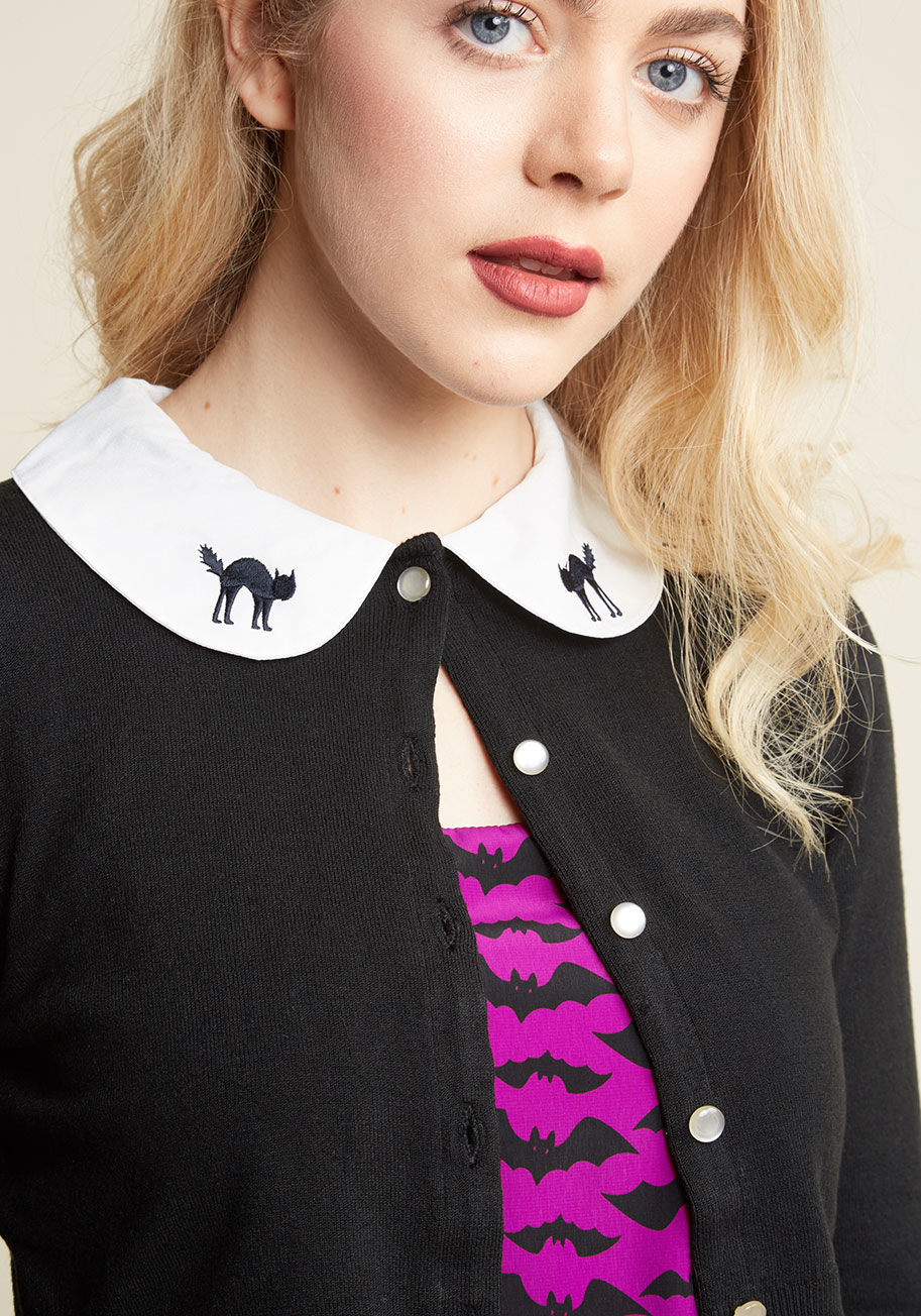 ModCloth - Cropped Cardigan with Embroidered Peter Pan Collar