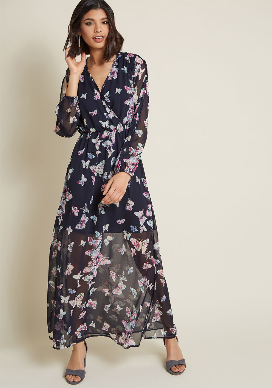 ModCloth - Glide Me Home Chiffon Maxi Dress